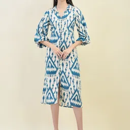 Shree Women Printed Bishop Sleeve Liva A-Line Dress-image-39