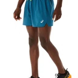 Asics Teal Regular Fit Check Sports Shorts image 3