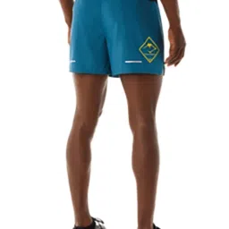 Asics Teal Regular Fit Check Sports Shorts image 2