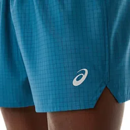 Asics Teal Regular Fit Check Sports Shorts image 4