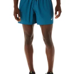 Asics Teal Regular Fit Check Sports Shorts image 1