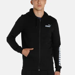 Puma Black Cotton Slim Fit Hooded Sweatshirt image 1