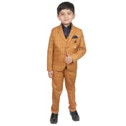 SG Yuvraj Kids Yellow Checks Shirt, Coat, Jacket with Pants-picture-12