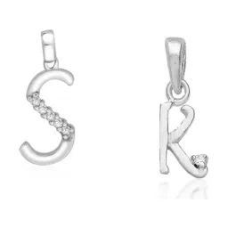 Taraash 92.5 Sterling Silver 'S' & 'K' Initial Letter Couple Pendants-picture-28