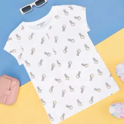 Pantaloons Junior White Cotton Printed T-Shirt-image-76