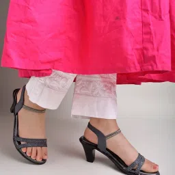 Shoetopia Women's Grey Ankle Strap Sandals image 1