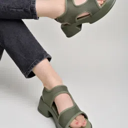 Shoetopia Women's Green Ankle Strap Sandals image 1