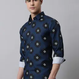 Jainish Blue Cotton Regular Fit Printed Shirts-image-31
