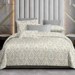 Ariana Milan Abstract Brown 210 TC Cotton Super king Bedsheet with 2 Pillow Covers image 1