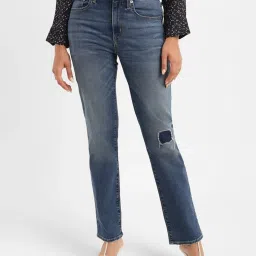 Levi's Blue Blended Distressed Slim Fit High Rise Jeans image 1