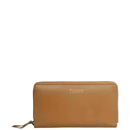 Favore Tan Solid Zip Around Wallet For Women image 1