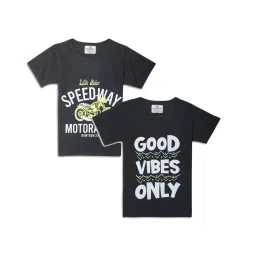 Vimal Jonney Kids Black Printed T-Shirt (Pack of 2) image 1