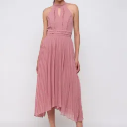 Cover Story Pink Georgette Embroidered Flared Fit A-Line Dress image 5