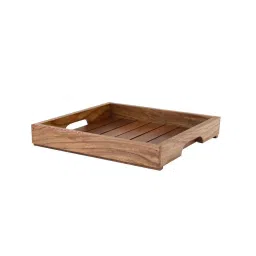 VarEesha Snow Leaf Brown Sheesham Wood Serving Tray - Set of 2 image 5