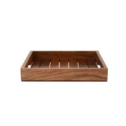 VarEesha Snow Leaf Brown Sheesham Wood Square Serving Tray image 4