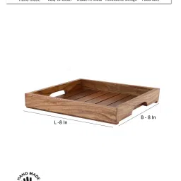 VarEesha Snow Leaf Brown Sheesham Wood Square Serving Tray image 5