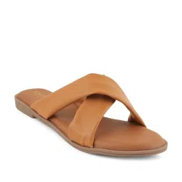 Scentra Women's Beige Cross Strap Sandals image 1