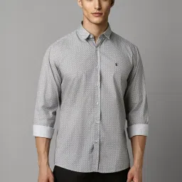 Louis Philippe Grey Cotton Slim Fit Printed Shirt image 1