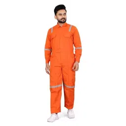 Areevanz 240 GSM Cotton Orange Safety Coverall Boiler Suit with Reflective Tape Size- XL-picture-12