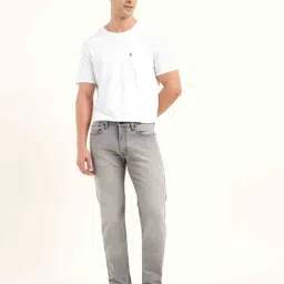 Levi's Grey Cotton Slim Fit Solid Jeans-image-7