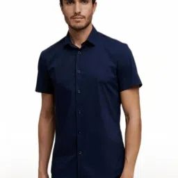 celio Celio* Blue Cotton Slim Fit Shirts image 1