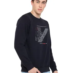 Cantabil Navy Regular Fit Round Neck Printed Sweatshirt image 3