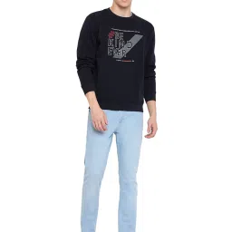 Cantabil Navy Regular Fit Round Neck Printed Sweatshirt image 5