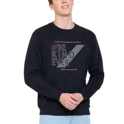 Cantabil Navy Regular Fit Round Neck Printed Sweatshirt image 1