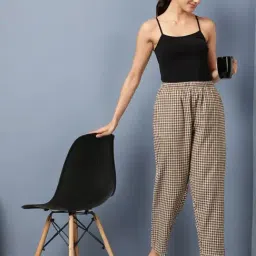 Kryptic Brown Cotton Checks Lounge Pants (Pack Of 2) image 5