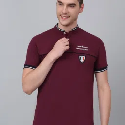 Cantabil Mauve Regular Fit Printed Henley T-Shirt image 1