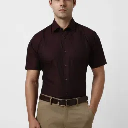 Van Heusen Maroon Cotton Regular Fit Shirt image 1
