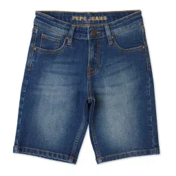 Pepe Jeans Kids Blue Solid Denim Shorts image 1