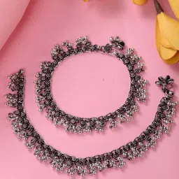 Saraf RS Jewellery Oxidized Silver-Plated Payal Anklets - Set of 2 image 1