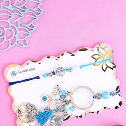 Floweraura Set Of 2 Artificial Beaded Bhaiya Bhabhi Thread Rakhi With Roli Chawal-picture-43