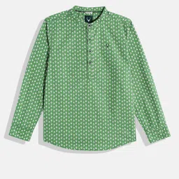 Allen Solly Junior Boys Pure Cotton Band Collar Tropical Printed Casual Shirt-picture-26