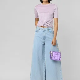 Only Lavender Textured Crop Top image 4