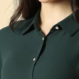 Allen Solly Green Polyester Solid Shirt image 5