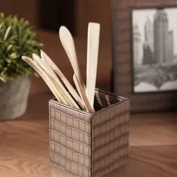 Pure Home and Living Brown
 Leather Pen Stand-image-67