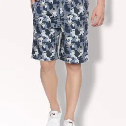 Van Heusen Blue Cotton Regular Fit Printed Shorts image 1