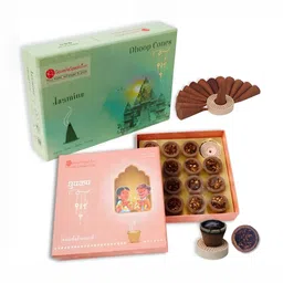 GaneshaSpeaks 15-Pcs Brown Wooden Jasmine Dhoop Cup & 50-Pcs Lemongrass Dhoop Cone-image-83