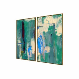 999Store Green Vinyl Wall Painting Panel with Fibre Frame - Set of 2 image 3