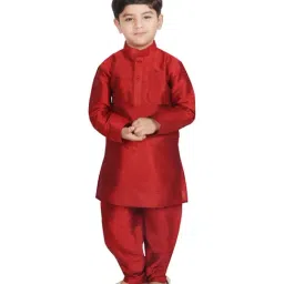 SG Yuvraj Kids Navy & Maroon Printed Full Sleeves Kurta Set image 4
