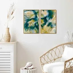 999Store Multicolor Vinyl Wall Painting Panel with Fibre Frame - Set of 2 image 1