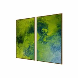 999Store Green Vinyl Wall Painting Panel with Fibre Frame - Set of 2 image 3