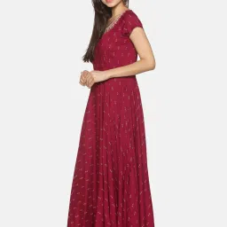 Saffron Threads Burgundy Printed Anarkali Kurta image 3