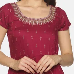Saffron Threads Burgundy Printed Anarkali Kurta image 5