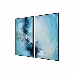 999Store Blue Vinyl Wall Painting Panel with Fibre Frame - Set of 2 image 3