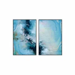 999Store Blue Vinyl Wall Painting Panel with Fibre Frame - Set of 2 image 2
