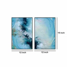 999Store Blue Vinyl Wall Painting Panel with Fibre Frame - Set of 2 image 5