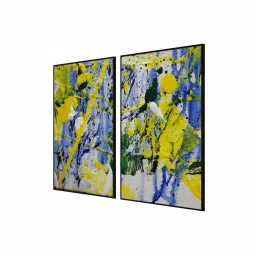 999Store Yellow & Blue Vinyl Wall Painting Panel with Fibre Frame - Set of 2 image 3